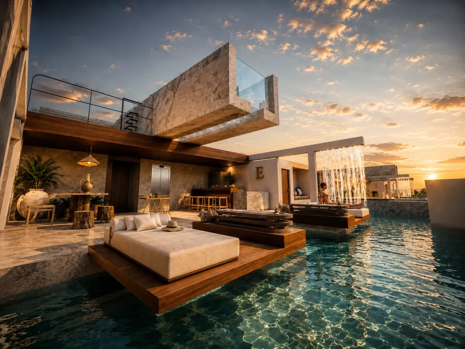 existence-cozumel-rooftop-pool-02 Rooftop infinity pool at Existence Cozumel