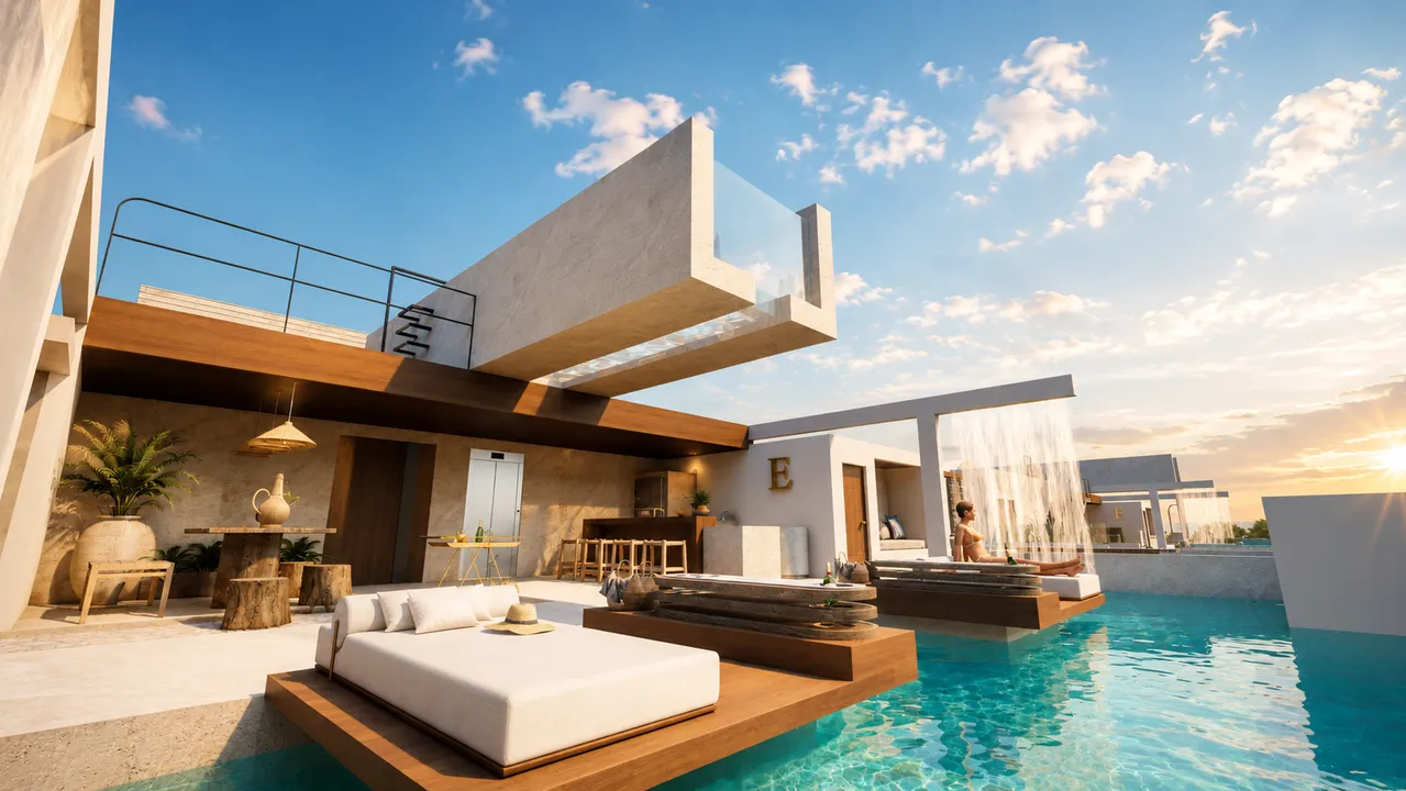 existence-cozumel-rooftop-pool Existence Cozumel: 2-Bed Ocean view Condo for Sale in Cozumel