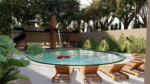 Pool and sun deck at Gobernador 28 condos in Playa del Carmen