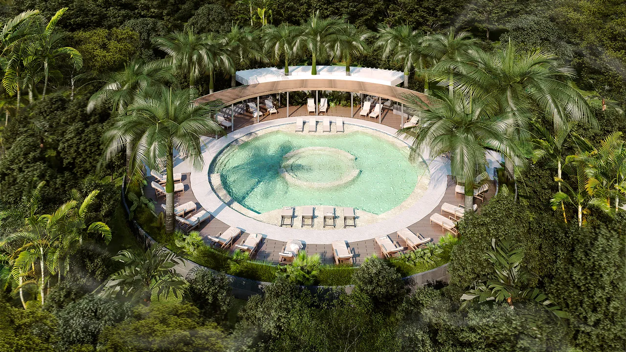Sports club with tennis, padel and pickleball courts at Selvamia, Xpu-Ha Beach.