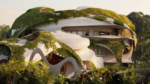 Curved, line-free Roth Architecture facade of AZULIK Residences in Aldea Zama, Tulum