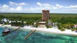 Legorreta-designed oceanview tower at Mistral in Costa Mujeres, Cancún