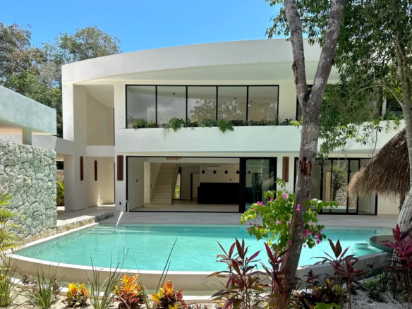 Private pool and entertainment terrace at Arcana villa in La Veleta, Tulum