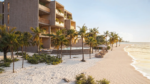Pool and beachfront setting at Maranta condos in Soliman Bay, north of Tulum