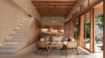 Open interior of a four-bedroom villa at Kokoon Bohemio in Tulum.