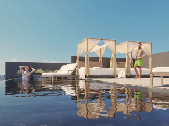 Rooftop pool and sky bar at DK44, Playa del Carmen.