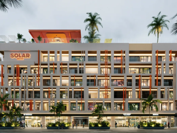 Street facade of Solar Midtown on Avenida 10 and Calle 38, Playa del Carmen.