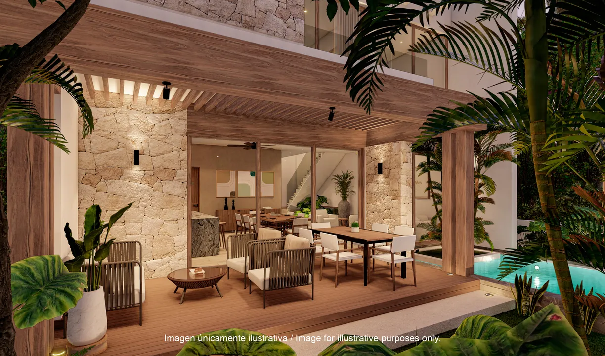 Private pool and terrace at an Aliada villa, Tulum Country Club.