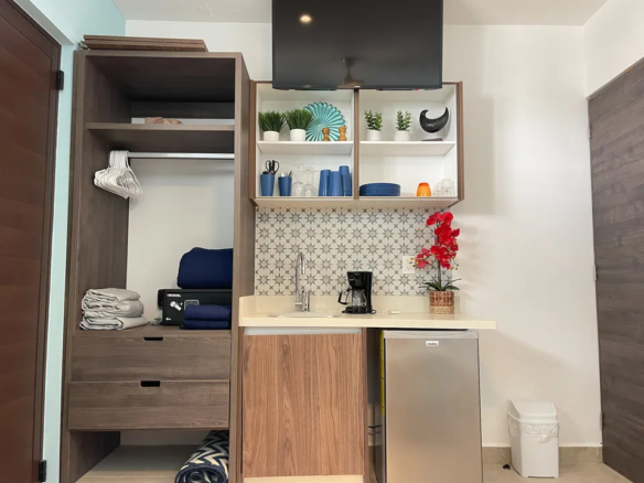Lock-off suite kitchenette at Tao Tulum, Aldea Zama