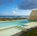 Infinity pool facing the beach at Casa Alina Tankah Bay