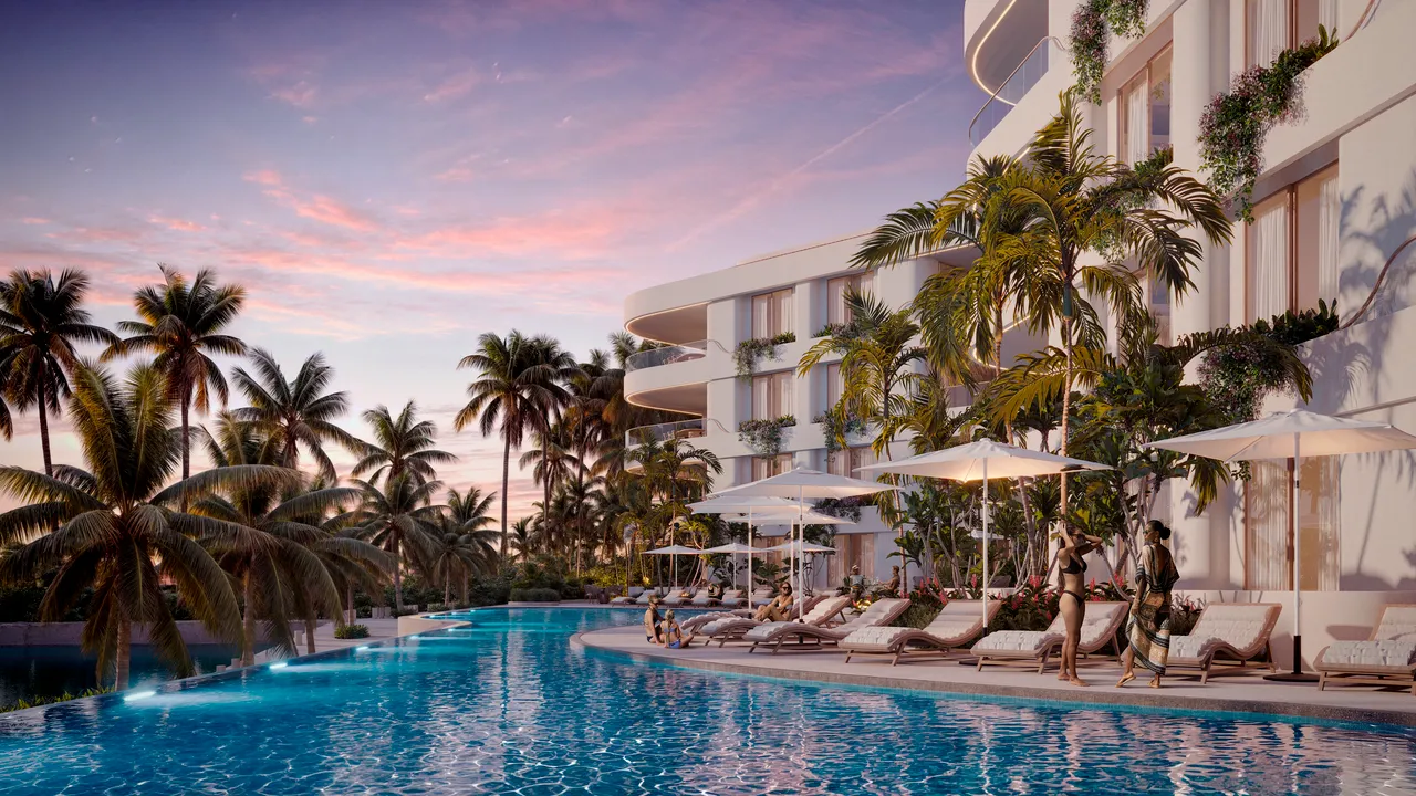 Cantilevered terrace with sunset views at Gran Peninsula