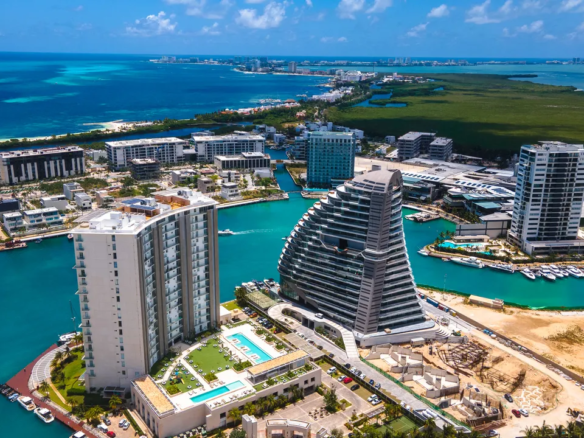 Shark Tower Puerto Cancún beachfront condo building