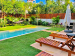 Pool and pergola terrace at Villa Caribe