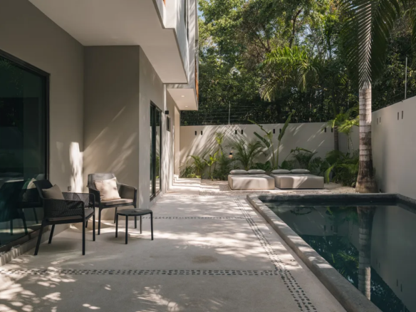Private pool and terrace at Villa Esperia Aldea Zama