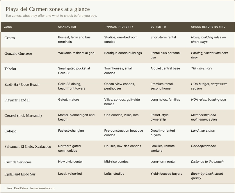 playa del carmen real estate zones guide